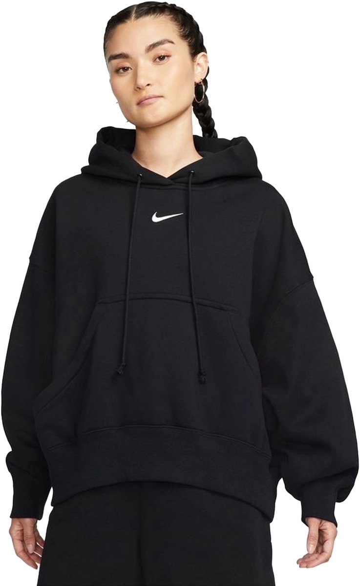 Nike phoenix fleece pullover hoodie in de kleur . Zwart