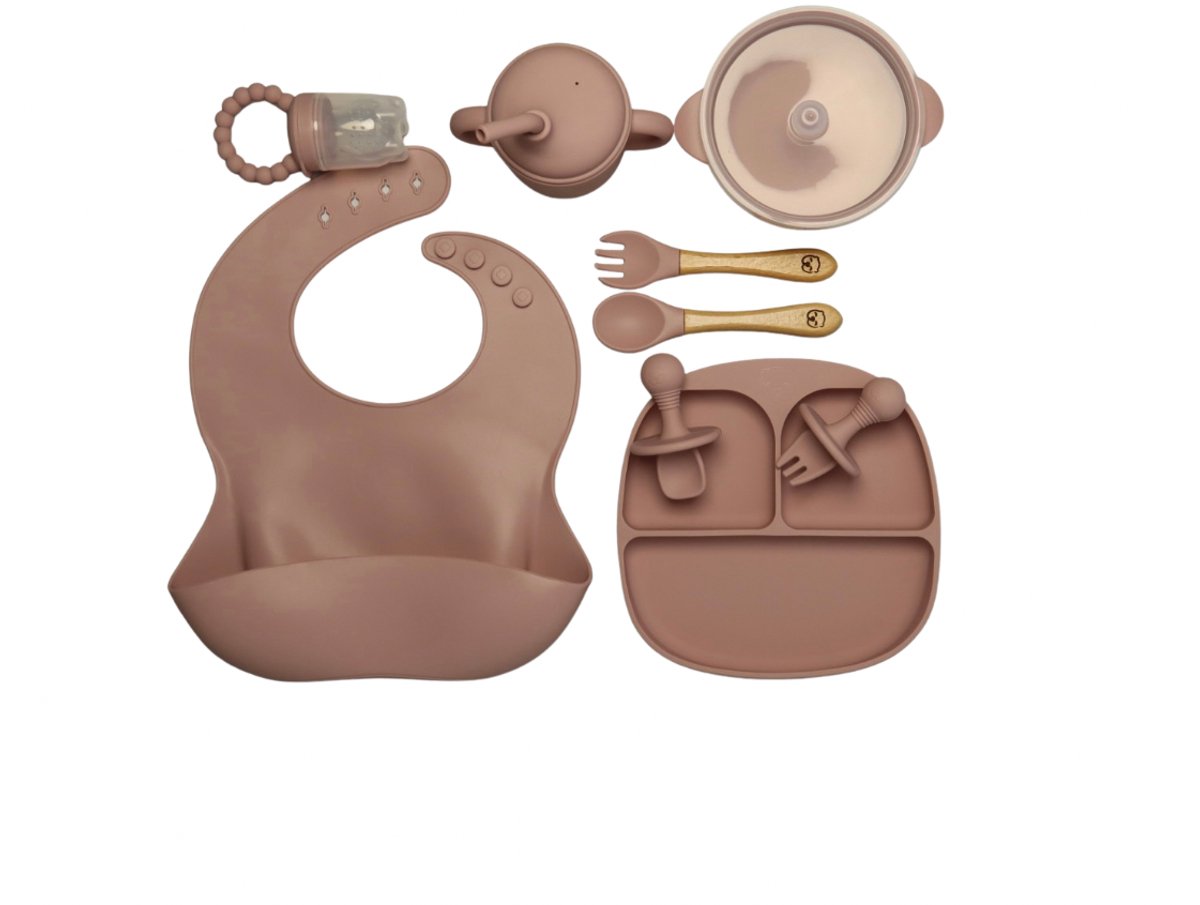 The Baby Supply 9-delig Kinderserviesset Roze – Veilig, Duurzaam & Ideaal voor Zelfstandig Eten