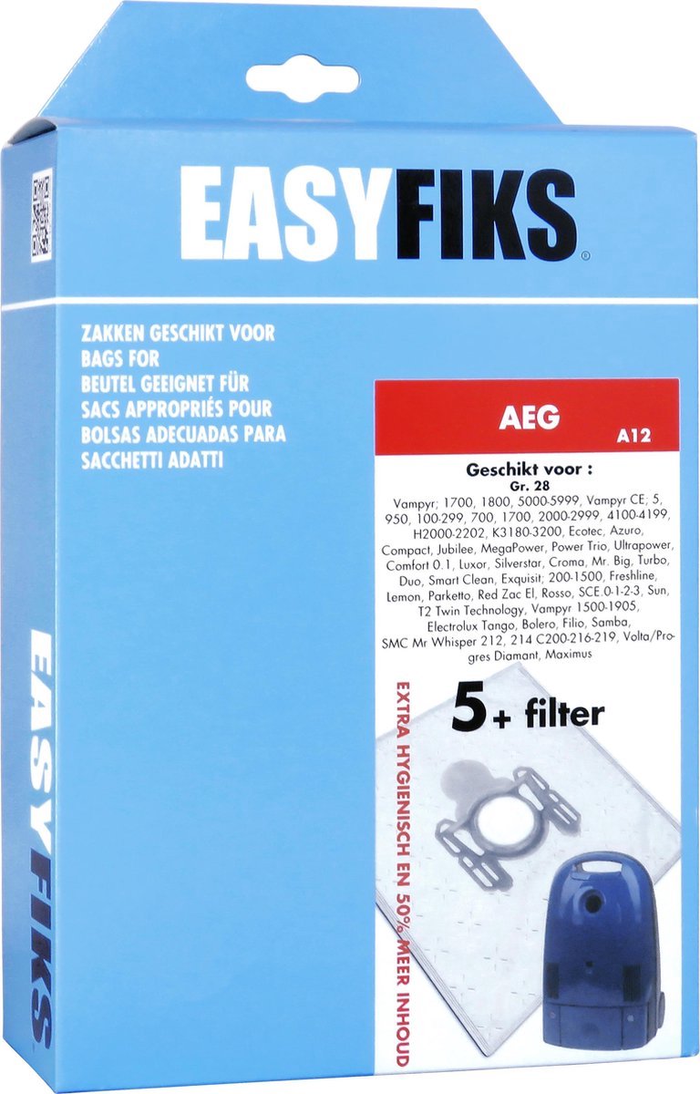 Easyfiks - Stofzuigerzakken - Geschikt voor AEG GR28, Vampyr - 8 stuks