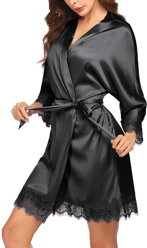 Ekouaer Kamerjas en nachtkleed voor dames, sexy 2-delig set, nachtkleding, S -XXL, S