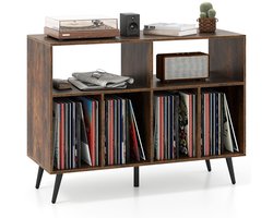 Platenspelermeubel - LP-kast - Platenspelerkast - Draaitafelstandaard - Platenspelerstandaard - Vintage Displayplank - Rustiek Bruin