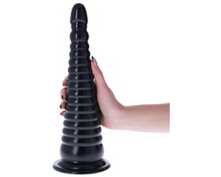 Lusty XXL Buttplug StereoLite - 32.5 c 9 CM - Mega Anaalplug - Met Zuignap - Zwart - Buigzaam PVC - Sexspeeltje - Sextoy voor hem en haar