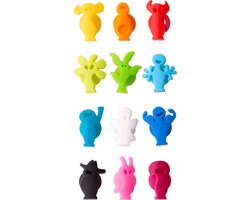 Vacu Vin Glass Markers Party People – Set van 12 Glasmarkers – Herbruikbare Wijnglas Markeerders