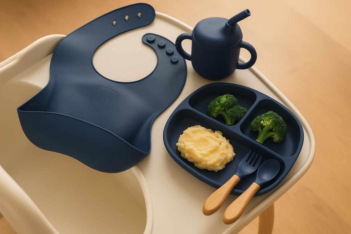 The Baby Supply 9-delig Kinderserviesset Blauw – Veilig, Duurzaam & Ideaal voor Zelfstandig Eten