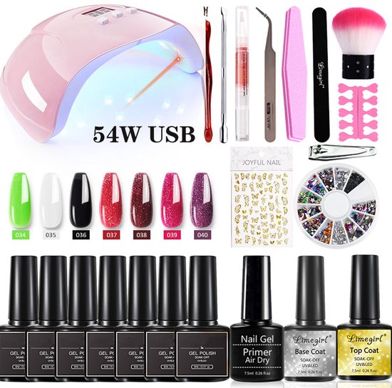 NAXSIR Nagellak Startersset - 7 Kleuren 8ml + UV Lamp - Compleet Nagelstyling Set voor Beginners - Incl. Nail Art Tools & Snelhardende Lak - Ideaal Cadeau