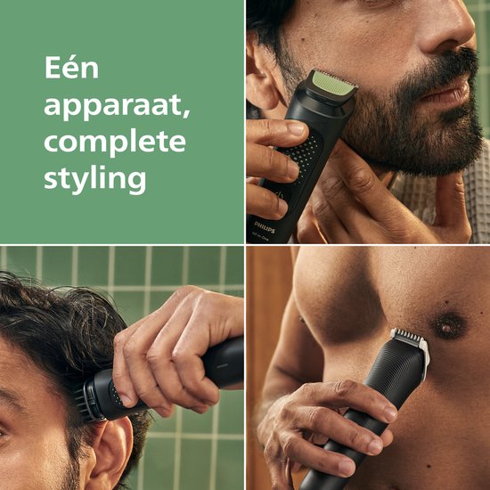 Man gebruikt Philips trimmer voor baard, haar en lichaam. Eén apparaat, complete styling.