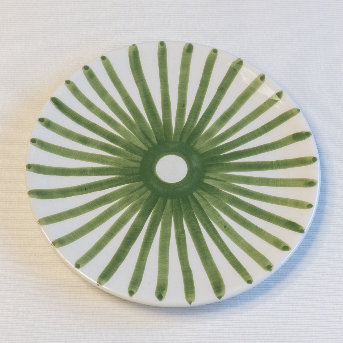 Dinerborden 2 stuks - Groene strepen - Safi Marokko - Handmade van Witte Klei