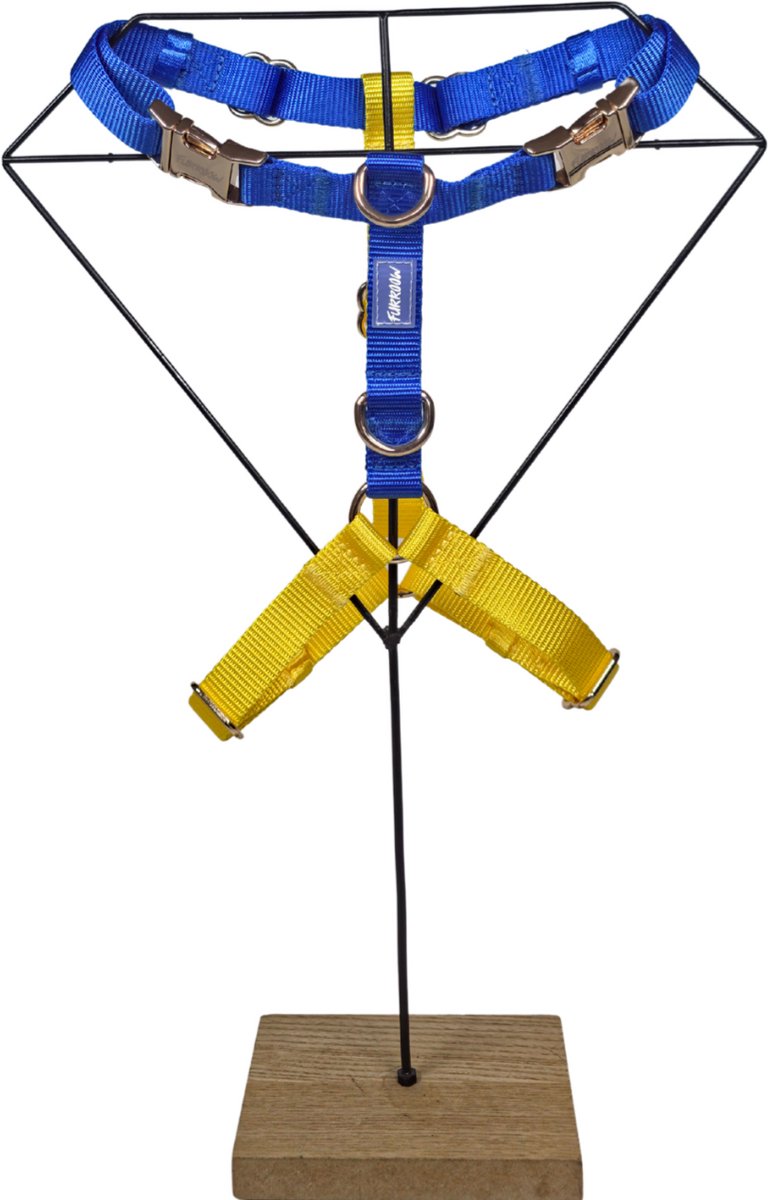 Furroow - Hondentuig - Anti Trek - Royal Blue/Sunshine Yellow - Maat L