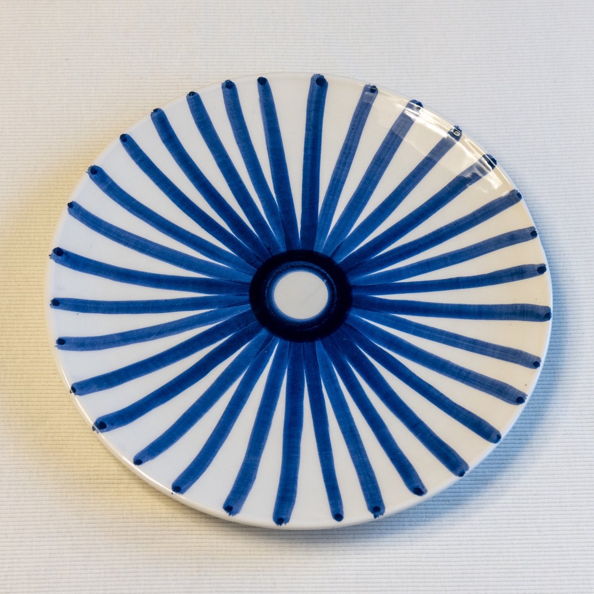 Dinerborden 2 stuks - Blauwe strepen - Safi Marokko - Handmade van Witte Klei
