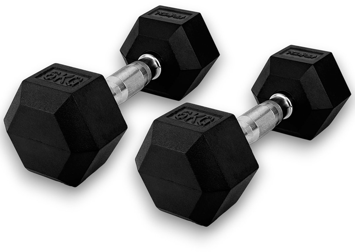 KRAKEN 2x 6 KG (=12KG) Hexagon Dumbbell Set | Stabiele Zeshoekige Vorm | Duurzaam en Comfortabel | Veelzijdig en Betrouwbaar voor Krachttraining | Halter Gewicht voor Fitness | Sport Gym Dumbbell (alt. spelling Dumbel Dumbbel Dumbell) Hand Gewichten