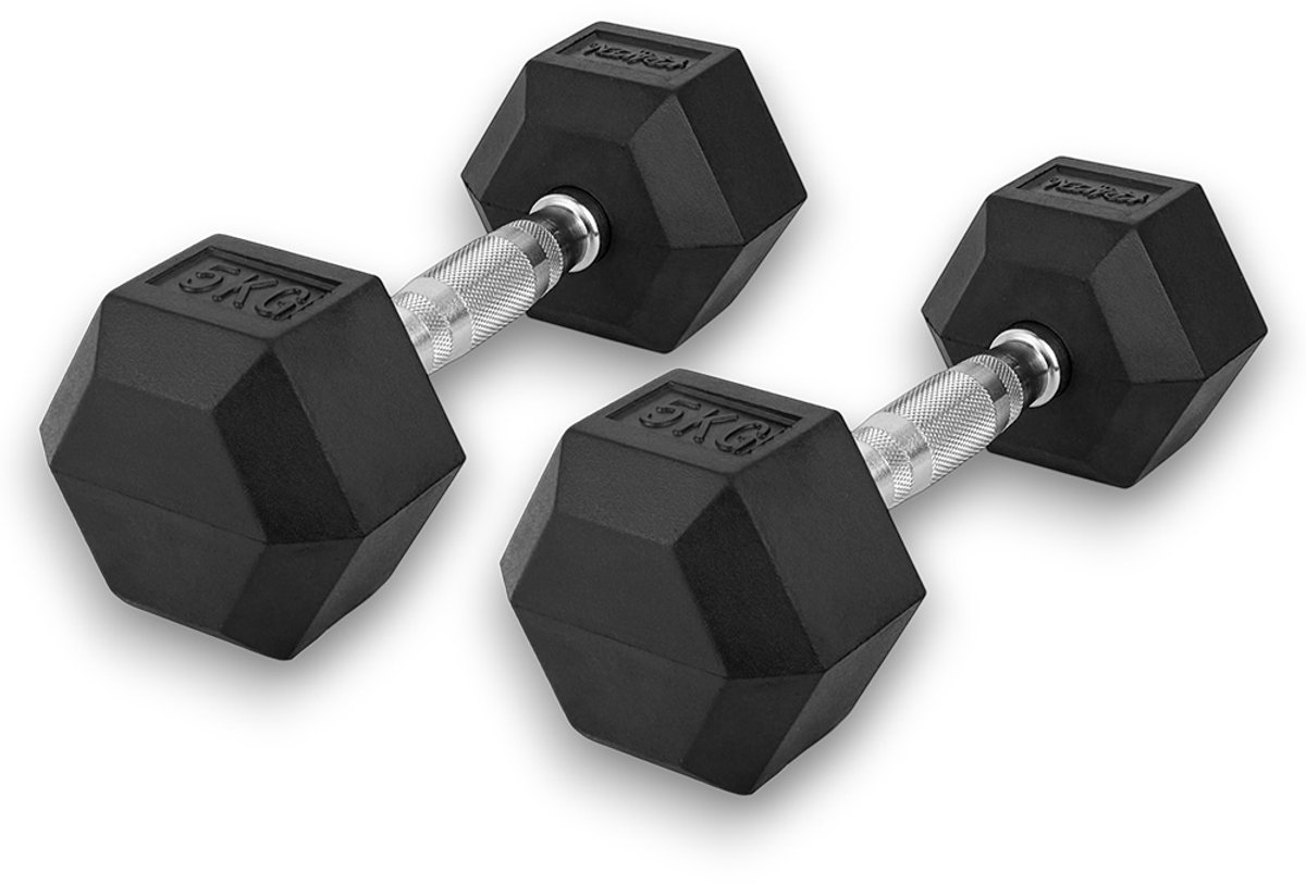KRAKEN 2x 5 KG (=10KG) Hexagon Dumbbell Set | Stabiele Zeshoekige Vorm | Duurzaam en Comfortabel | Veelzijdig en Betrouwbaar voor Krachttraining | Halter Gewicht voor Fitness | Sport Gym Dumbbell (alt. spelling Dumbel Dumbbel Dumbell) Hand Gewichten
