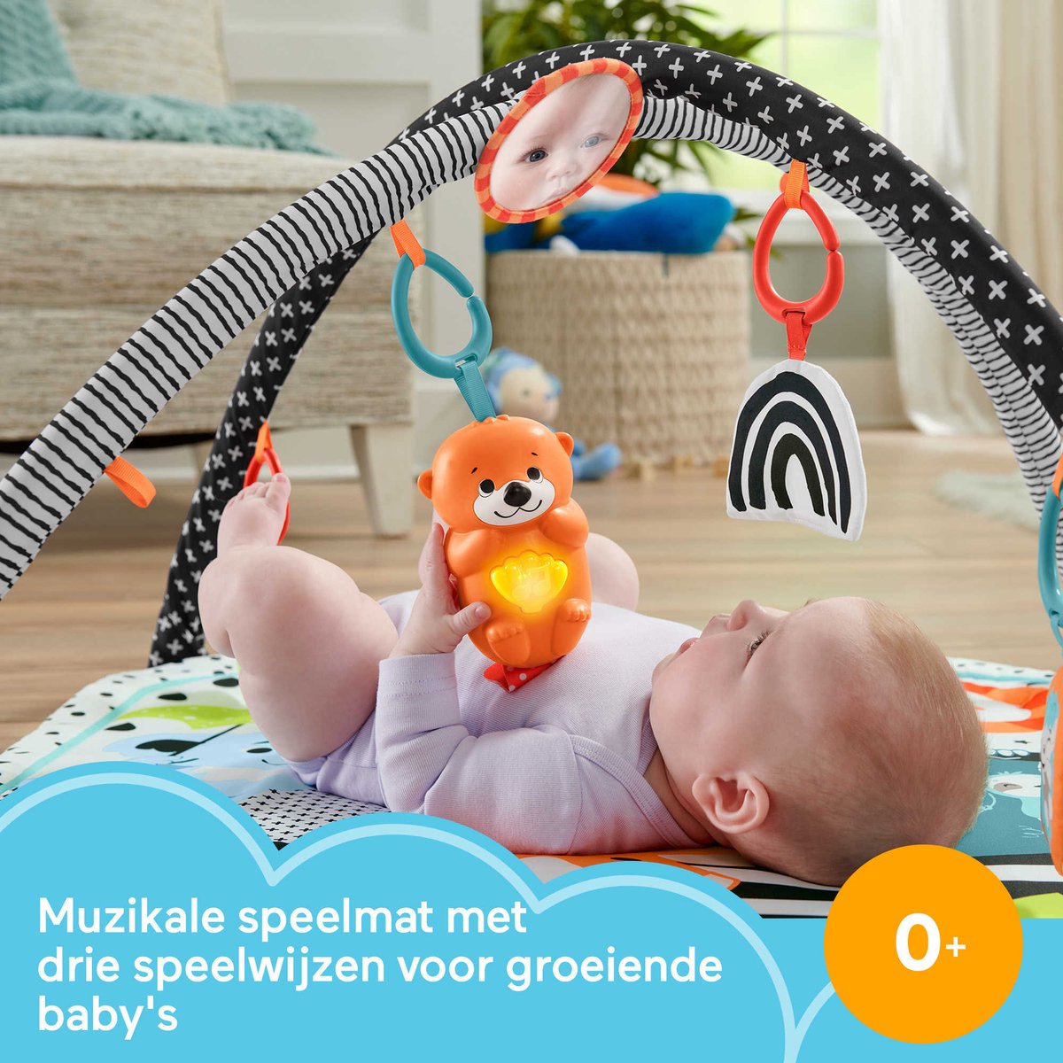 Fisher-Price 3-in-1 Muziek Glow & Grow Gym, Baby Speelmat - Met Lichtjes en Sensorisch Speelgoed voor Pasgeborenen — afbeelding 5