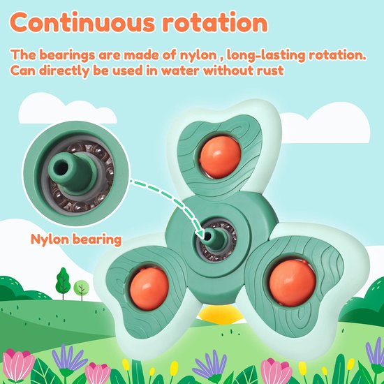 Echehi 3 stuks zuignap spinners voor baby's, babybadspeelgoed