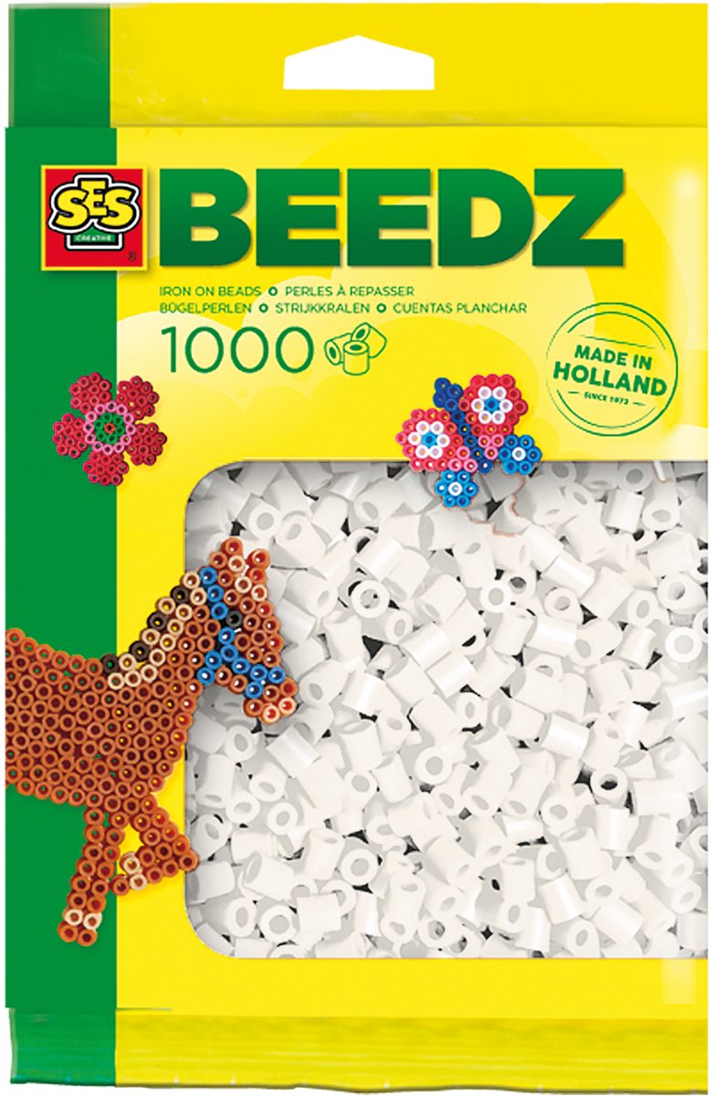 SES Creative - Beedz - Wit - Strijkkralen - 1000 Stuks - PVC Vrij - Vanaf 5 Jaar