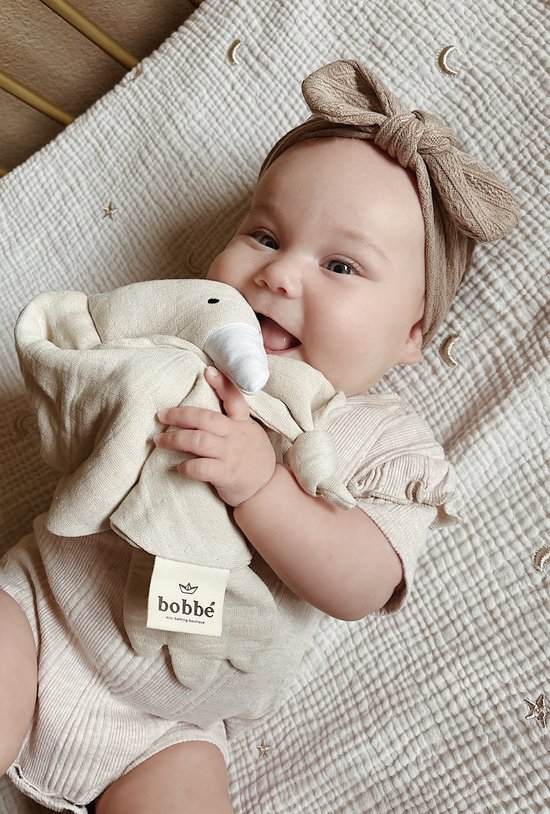 Bobbé - Hydrofiel Knuffeldoekje Gans - Beige - 40 x 40 - Kraamcadeau - Babyknuffel van Bobbé — afbeelding 3