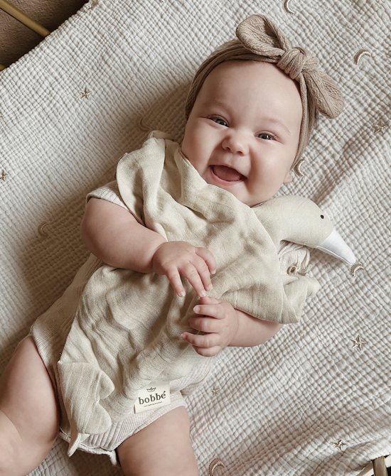 Bobbé - Hydrofiel Knuffeldoekje Gans - Beige - 40 x 40 - Kraamcadeau - Babyknuffel van Bobbé — afbeelding 4