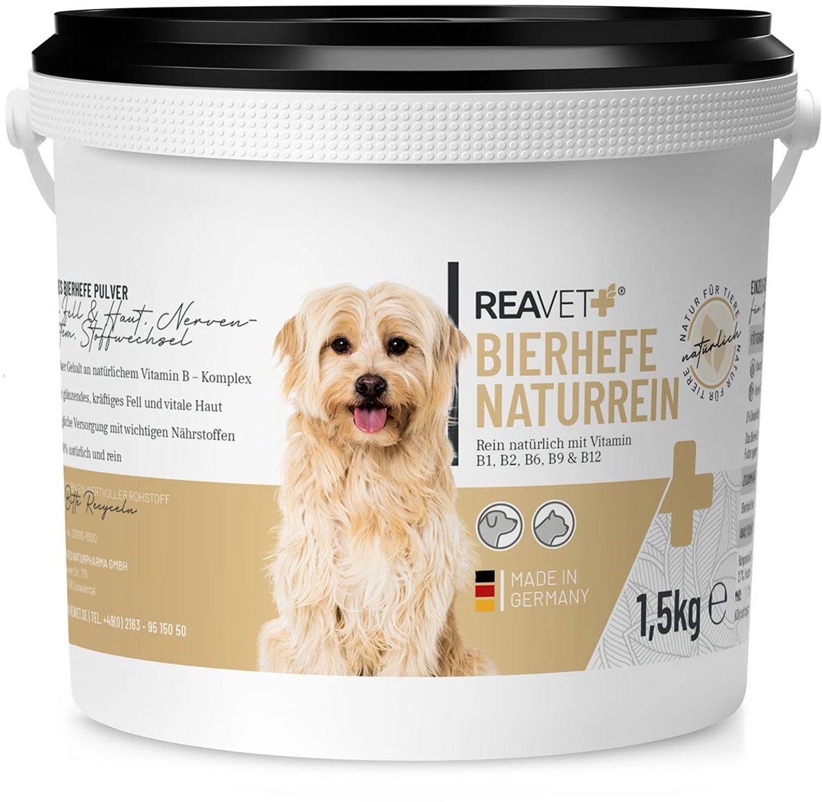 ReaVET - Biergist poeder voor paarden, honden & katten (1500g) | Dagelijkse dosis belangrijke voedingsstoffen | Rijk aan natuurlijk vitamine B-complex | 100% natuurlijk en puur