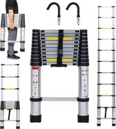 Telescopische Ladder - Uitschuifbare Trap - Klusjes Binnen Buiten - Lichtgewicht Aluminium - 3.2 Meter - Zilver