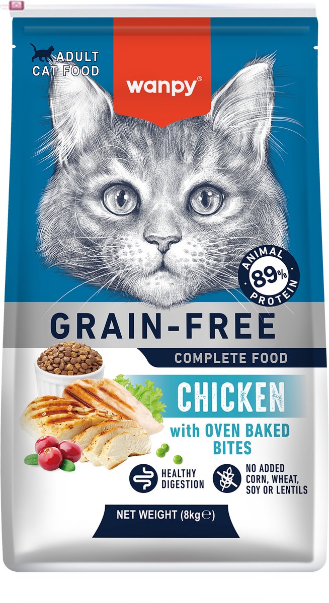 Wanpy - Kattenvoer - Droogvoer - Kip - Gezonde spijsvertering - 8 kg - Graanvrij