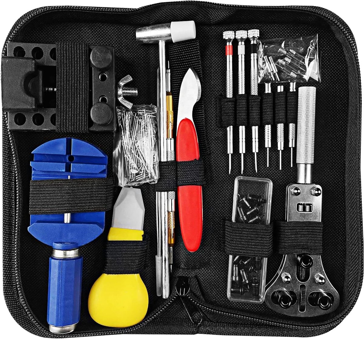 JGS Premium - Reparatieset Horloges 147-delig | Horlogegereedschap met Draagtas en Schroevendraaier | Professionele Horlogeset voor Behuizing Vervanging