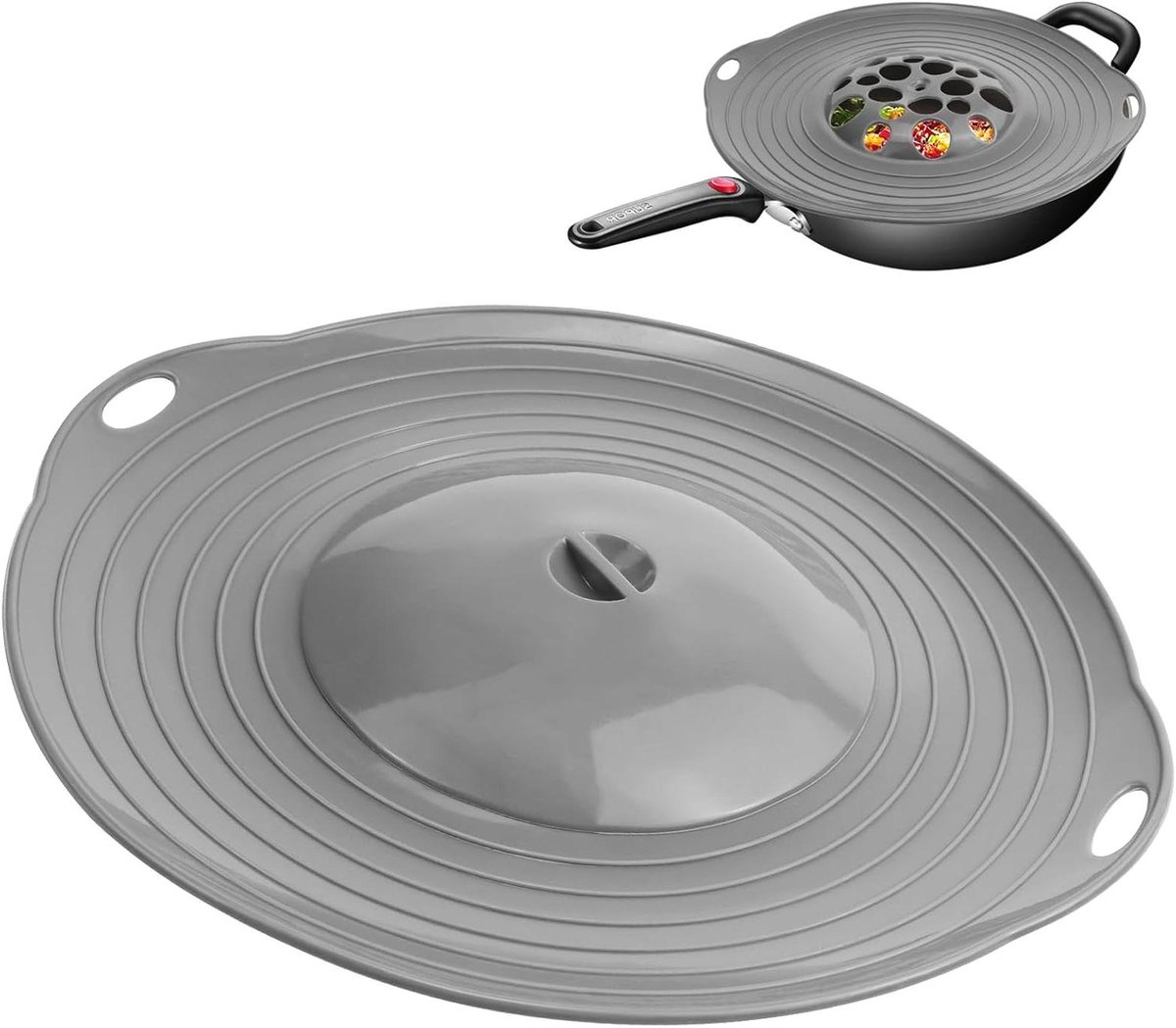JGS Premium - Siliconen Pannendeksel voor Pannen 15-28 cm - Overkookbeveiliging en Spatbescherming - Magnetrondeksel