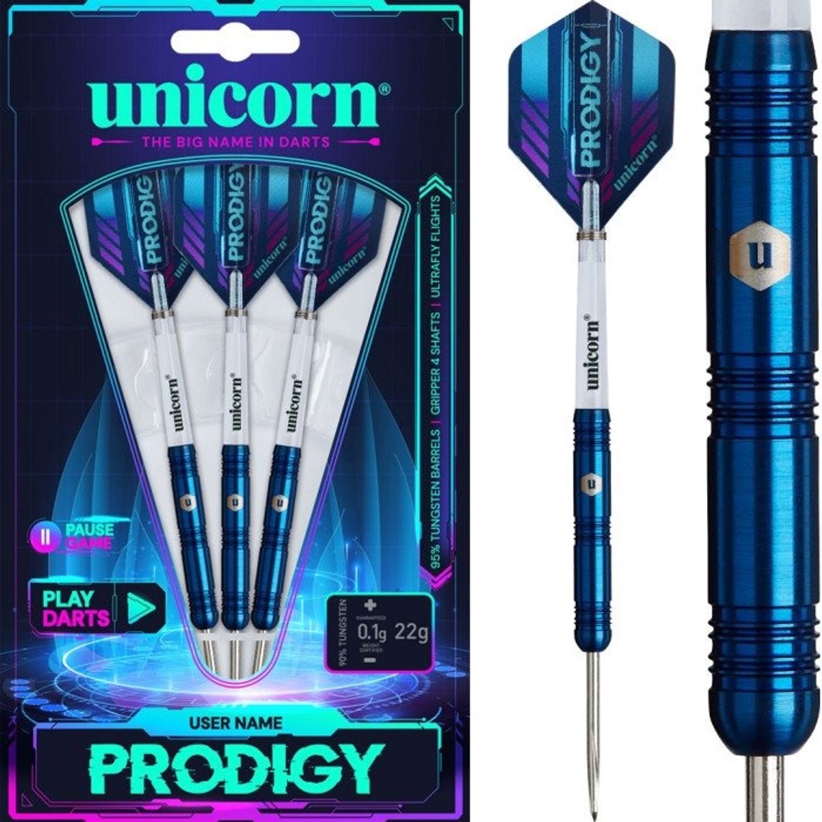Unicorn Prodigy S1 95% - Dartpijlen 26 Gram