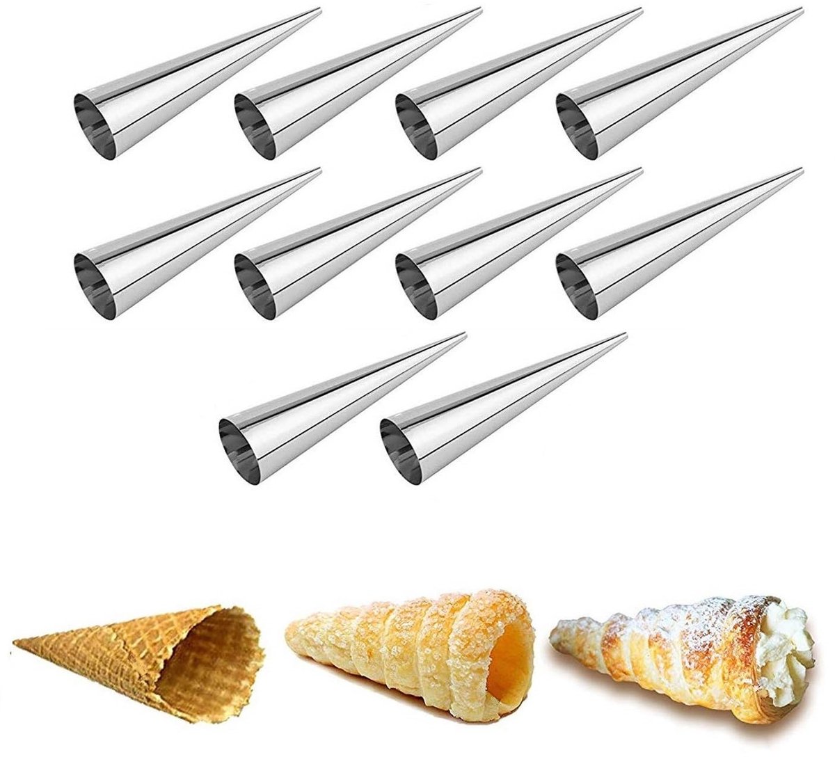 Ibenzoa® Roestvrijstalen Bakvormen voor Perfecte Gevulde Deegwaren en Schuimrollen, Set van 10