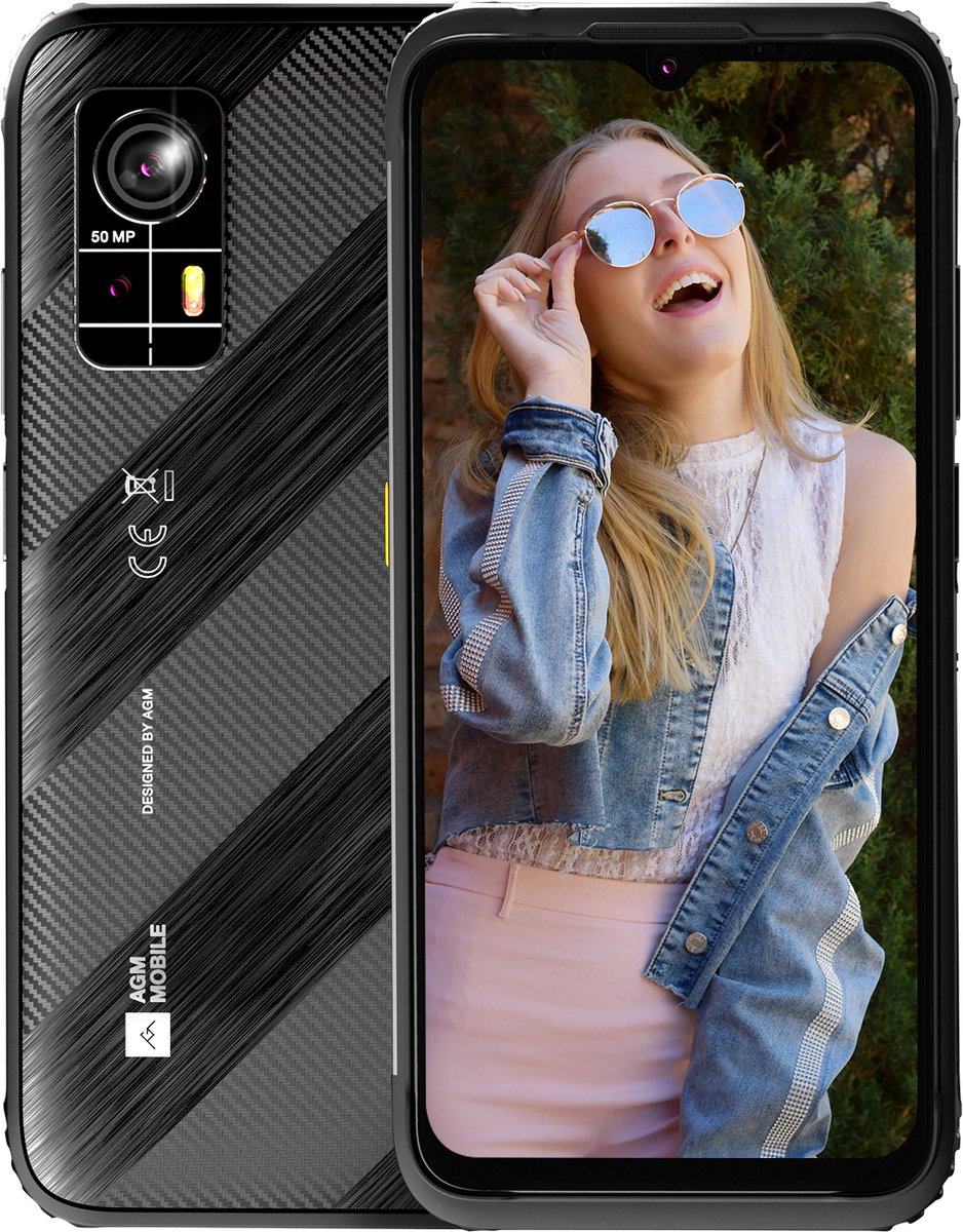 AGM H6 dunne robuuste waterdichte en schokbestendige Android Smartphone 8 GB, 256 GB, 50 MP, Android 13, Zwart