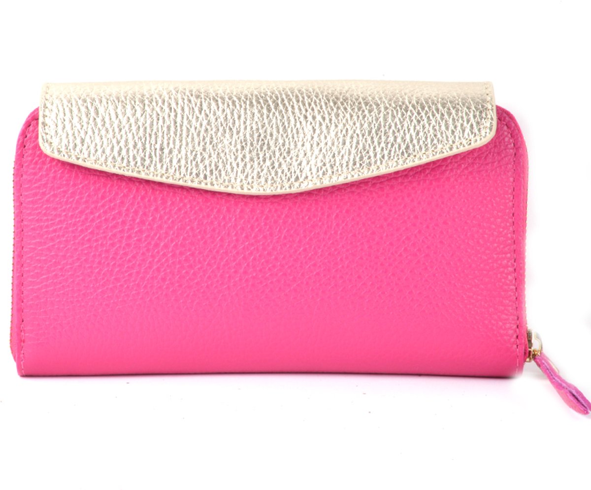 Giuliano lederen portemonee - Dames - Made in Italy - Kauwgomroze