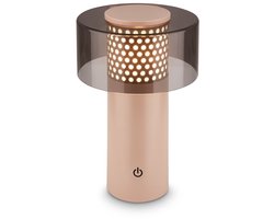 BRILONER Gila – Tafellamp oplaadbaar – dimbaar – draadloos – IP44 – 3.000K warm wit licht – USB-C – geheugenfunctie – antraciet-beige – Ø15 x 19 cm