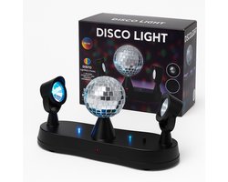 LED Disco Licht met Spiegelbol - Party Light met Bewegende Spots en Kleurenprojectie - Inclusief Verpakking