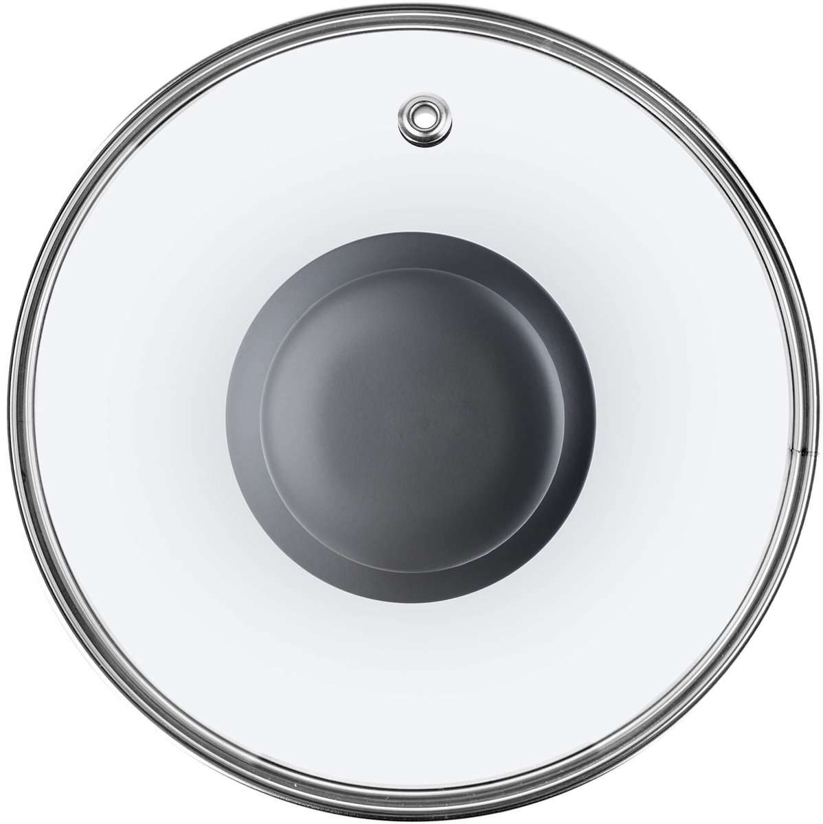 KADAX Glazen Deksel Met Siliconen Handvat, Hittebestendig Voor Pan, Diameter 14-30 cm, Met Stoomgat, Universeel in Verschillende Maten, Licht, Rond, 14 cm, Grijs