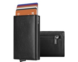 The Verge® Premium - Pasjeshouder Uitschuifbaar Met Rits - Pasjeshouder Mannen - Creditcardhouder - RFID Pashouder - Brief- & Muntgeld 8 - 12 pasjes - Kaarthouder - Zwart Leer Met Rits & Magneetsluiting - Incl. Luxe Cadeauverpakking