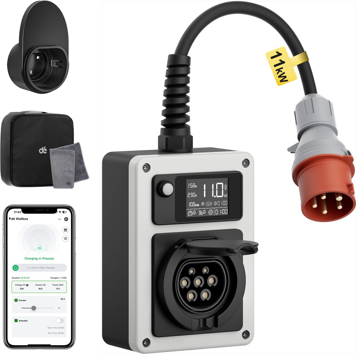 Slimme 11kW EV-oplader met APP en Elektriciteitsmeter