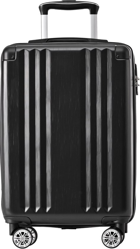 Kono Harde Schaal 24 inch Inchecken Medium Bagage in TSA Slot 4 Wielige Spinner Polypropyleen Koffer met YKK Ritssluiting (M (65cm - 66L), zwart