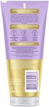 Paarse achterkant van een "Andrélon Perfecte Krul 1 Minuut WOW Masker" tube met gebruiksaanwijzing.