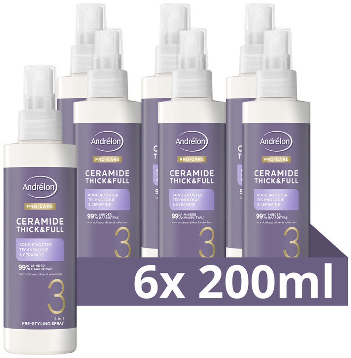 Andrélon Pro-Care Haarspray Ceramide Thick & Full - 6 x 200 ml - Voordeelverpakking