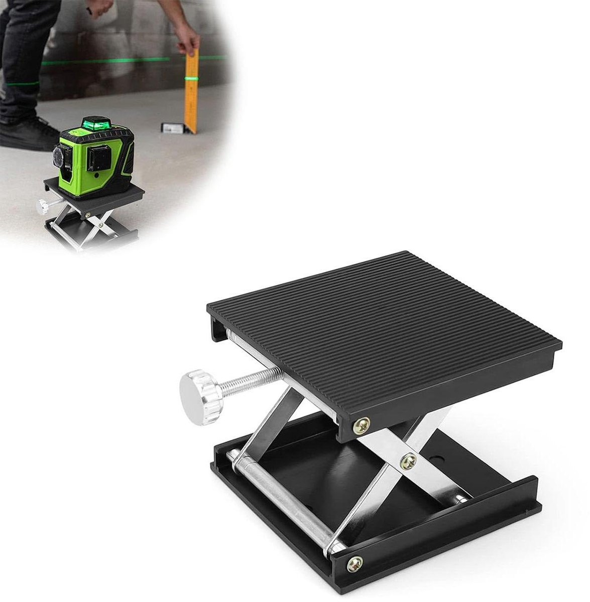 JGS Premium - Heftafel van aluminiumlegering zwart, in hoogte verstelbaar 25-90 mm, geschikt voor laboratoriumlifttafel en technische werkzaamheden.
