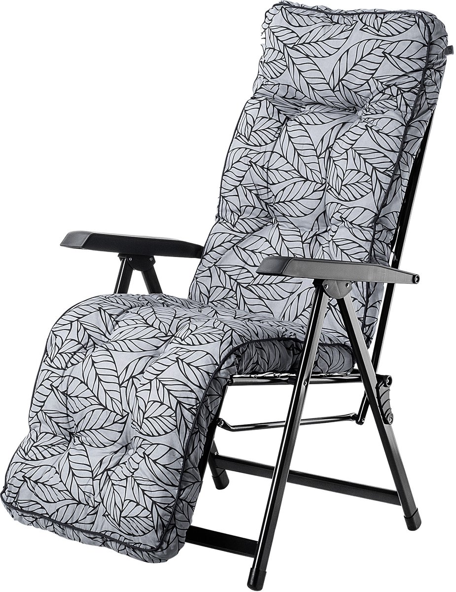 KADAX Tuinstoel met voetensteun, ligstoel met kussen, inklapbare zonnestoel, tuinligstoel met verstelbare rugleuning, tuinstoel, relaxstoel (grijs)