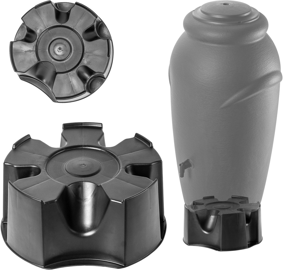 KADAX Standaard voor regentonnen, 50 cm, universele sokkel van kunststof voor ronde regenwatertanks, regenwaterton standaard, voet voor regenvat (antraciet, 50 cm)