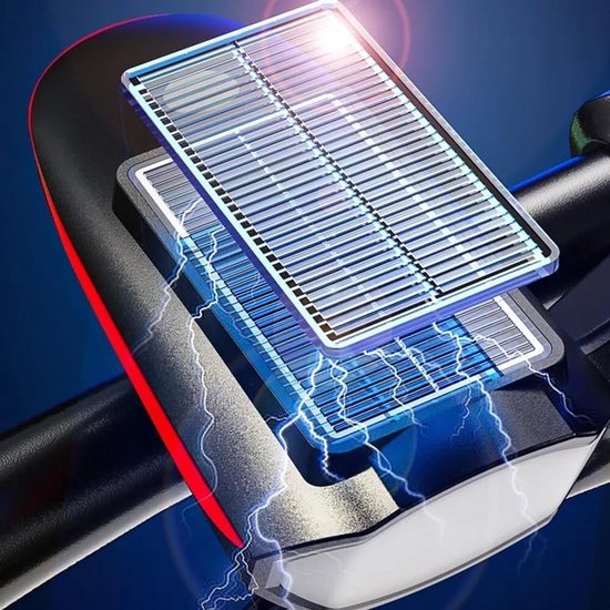 Solar Fietslamp Met Hoorn - 120dB Alarm & 80m Bereik - 3 Lichtstanden + 5 Geluidsmodi - USB/Zonne-Oplaadbaar - IPX4 Waterdicht - Voor MTB/E-Bike — afbeelding 4