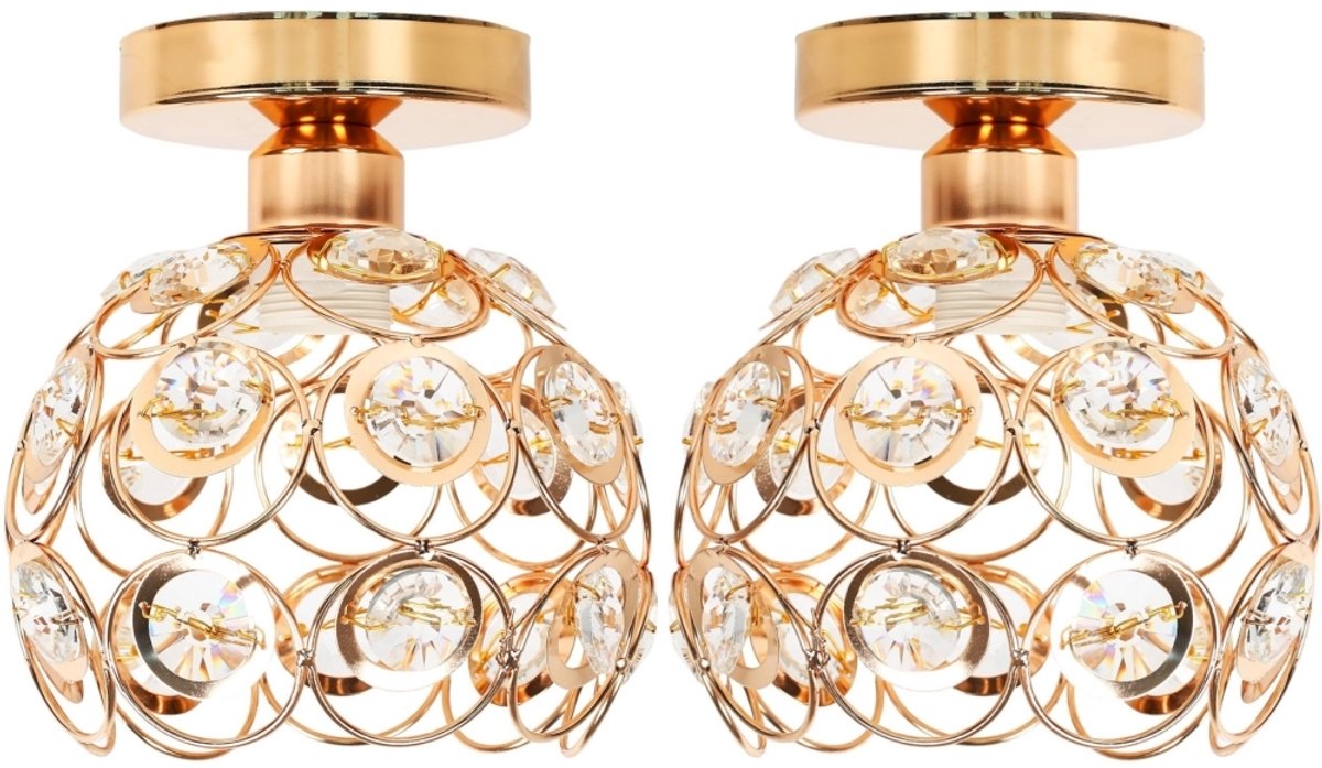 2 Stuks Plafondlamp Moderne Kristal 20cm E27 Plafonnière voor Keuken Slaapkamer Woonkamer