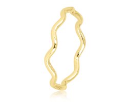 My Bendel - Goudkleurige Wave Aanschuifring - Goudkleurige Wave Aanschuifring - Golf Design - 14K Plating - met Luxe Cadeauverpakking | Sieraden Voor Dames | Maat 17.00 Mm / Maat 53
