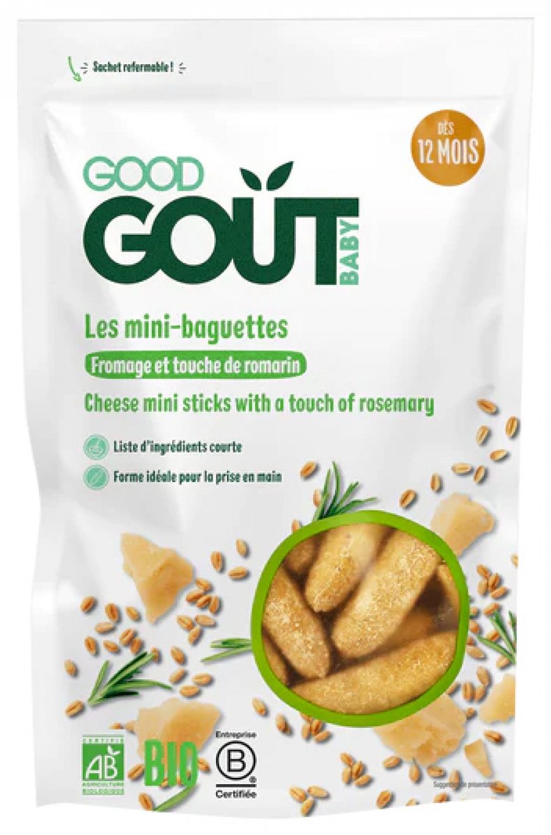 Goedkoopste Good Goût Mini-Baguettes met Kaas en Rozemarijn Van 10 Maanden Biologisch 70 g