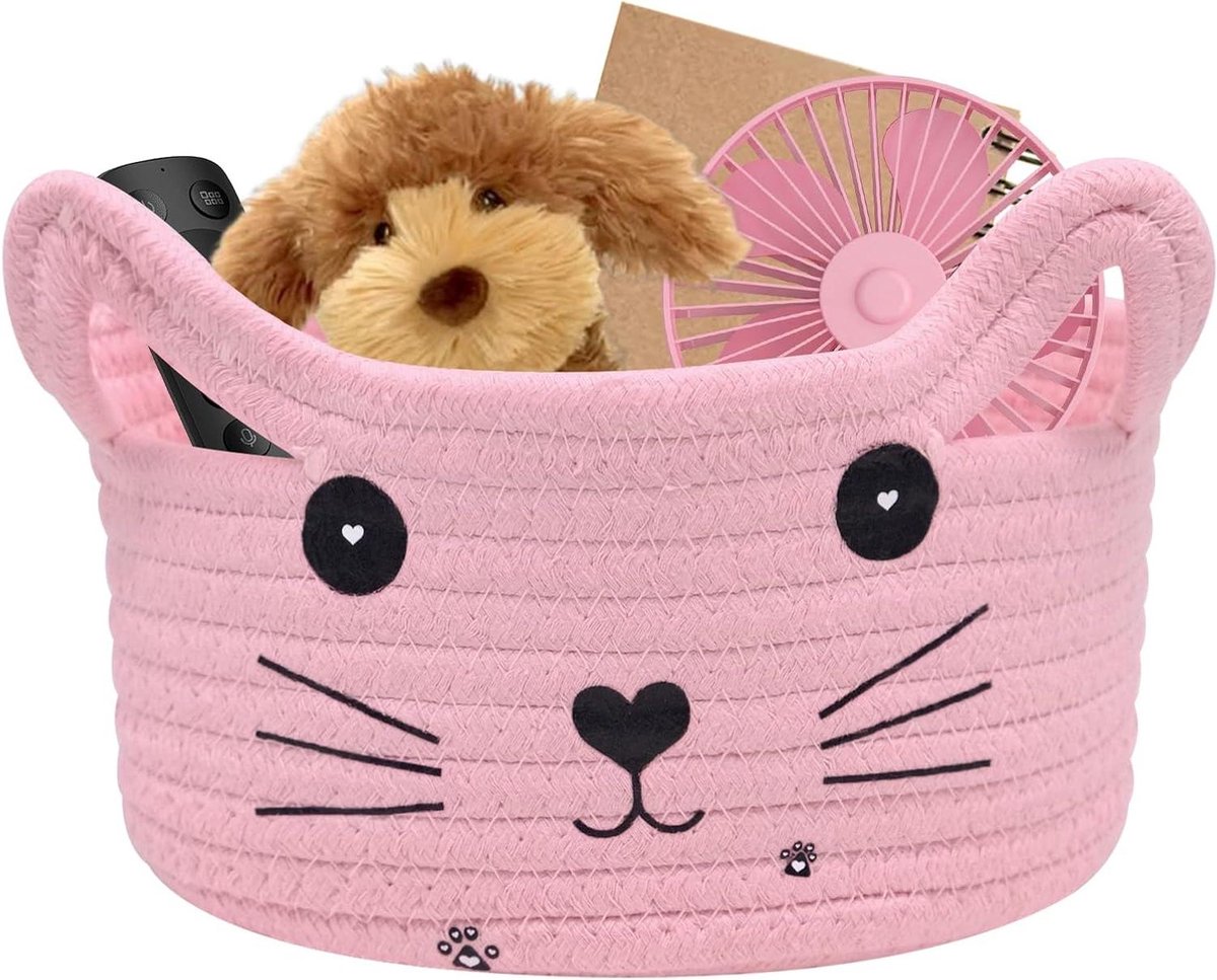 Inovra Plus - Katoenen touw opbergmand voor kinderen en kinderkamer - 21 x 12 cm - Opbergmand van katoenen touw voor woonkamer