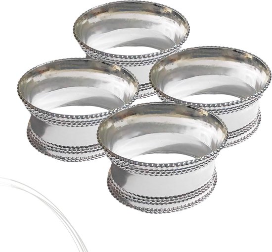 EDZARD set of 4 napkin rings Faden, oval, silver plated, length 5 cm
