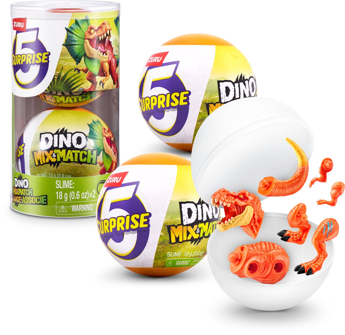 5 SURPRISE dino mix & match 2 stuks van zuru