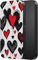 Étui de téléphone Smartphonica adapté à iPhone 15 Pro Max Housse de Bookcase en similicuir avec languette magnétique et porte-cartes avec imprimé Hartjes adapté à iPhone 15 Pro Max