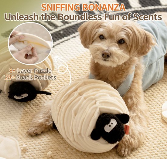 Mewoofun™ Enrichment Snuffle Dog Toy - Snuffelmat Hond Honden Puppy - Sheep - Speelmat Speelgoed Speeltjes Traktaties - Honden training speelgoed intelligentie - Hondenpuzzel - Interactief - Hersenwerk - Anti Schrok - Snuffelkleed - Hersenwerk Hond
