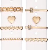 Allecto Plus - Horlogebandbedels Set van 8 - Decoratieve ringen en lusstuds voor slimme horlogebanden - Metalen accessoires - Compatibel met diverse smartwatch-serie - Siliconen banden - Medium maat
